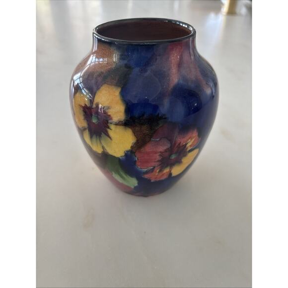 Turnstall Pottery, Small vase, fruit on front, made in  Turnstall Pottery, Small vase, fruit on front, made in England